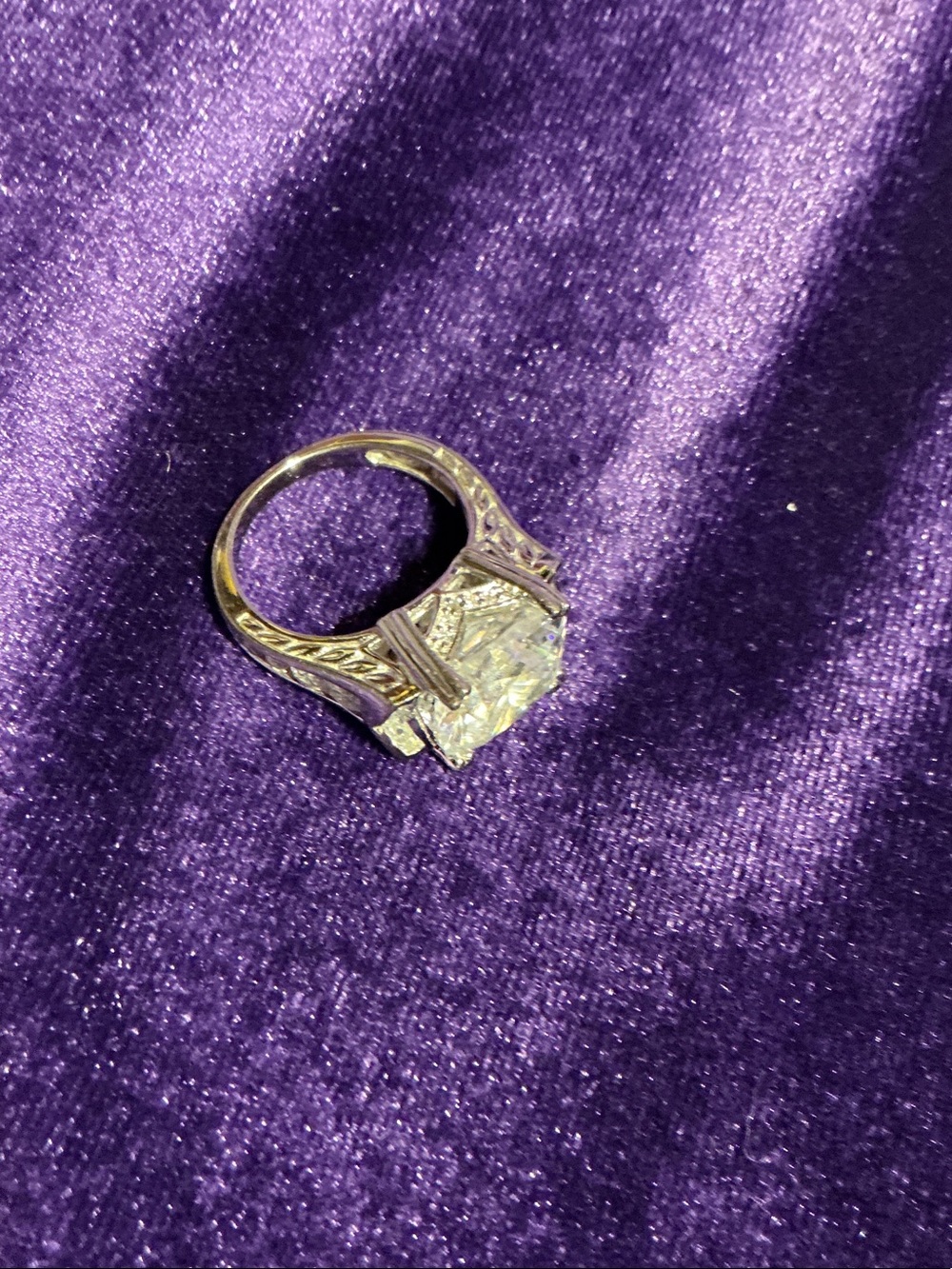 Classic Silver-Tone Statement Ring with Clear Center Stone